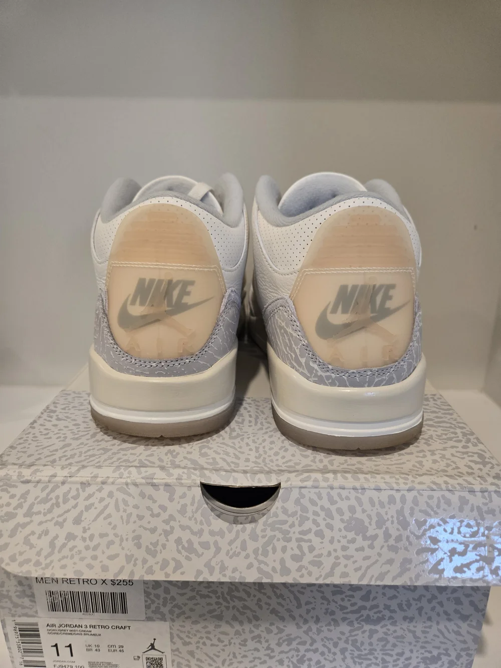 Jordan 3 Retro Craft Ivory sneakers, featuring a white leather upper